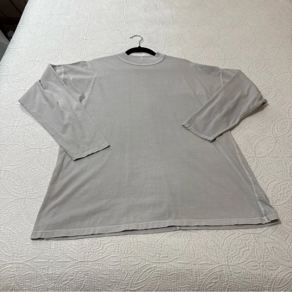 We the Free Tee Long Sleeve Slob Cotton Light Gray Oversize Sz M Boho Minimalist